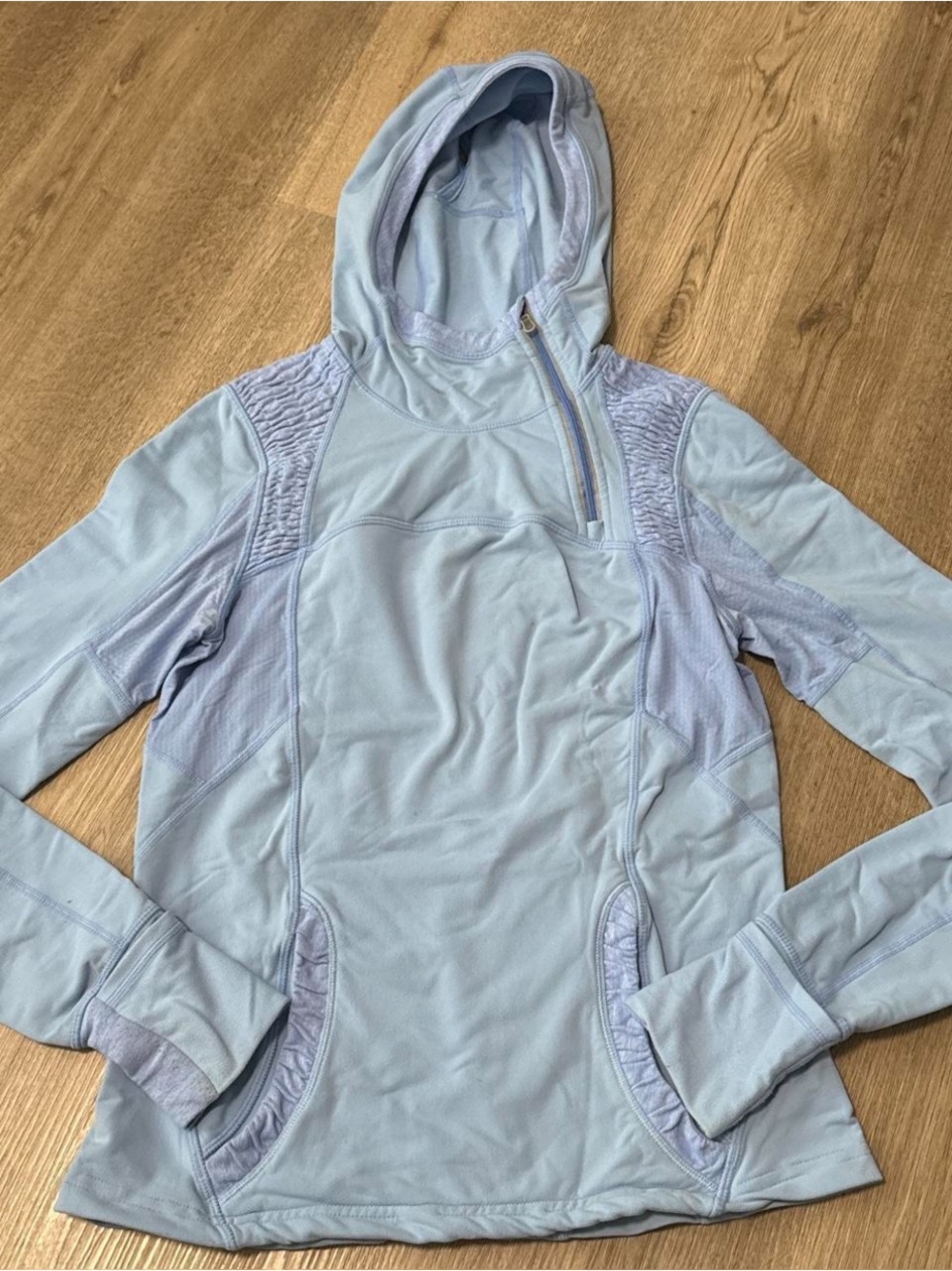 lululemon athletica light blue hooded performance pullover